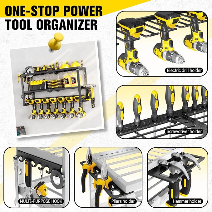 Heavy Duty Power Tool Organizer Wall Mount - 300lb Capacity 3-Tier Storage Rack - Image 4