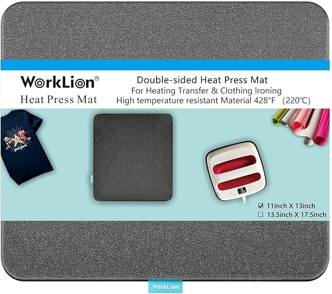 WORKLION Heat Press Mat 11"x13": Double-Sided Heat-Resistant Materials by WORKLION