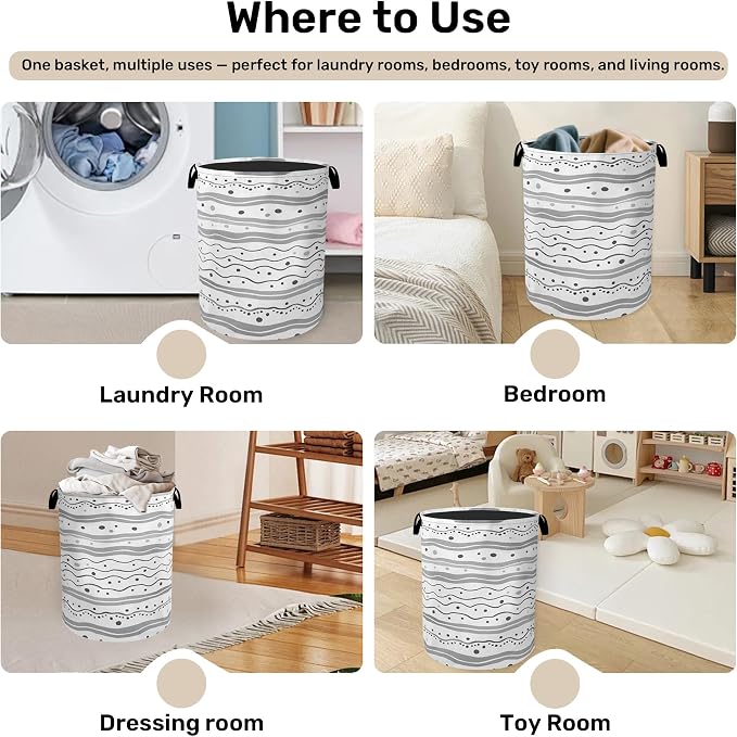 Grey Lines Laundry Basket - Image 4