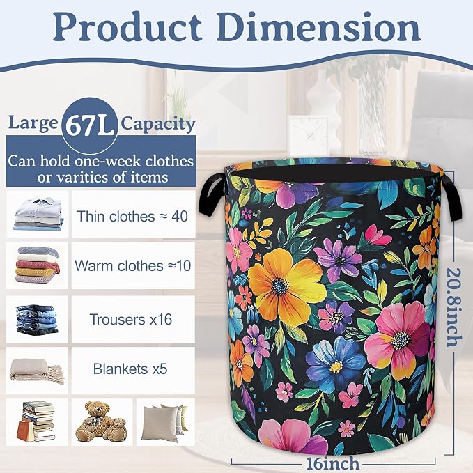 Vintage Spring Floral Laundry Hamper - Image 2