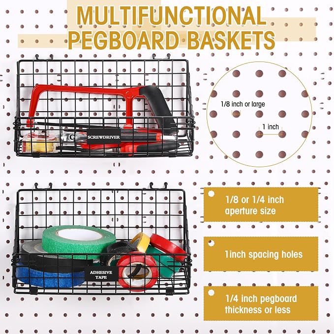4 Pcs Peg Board Bins and Baskets Peg Board Organizer Pegboard Accessories - Image 4