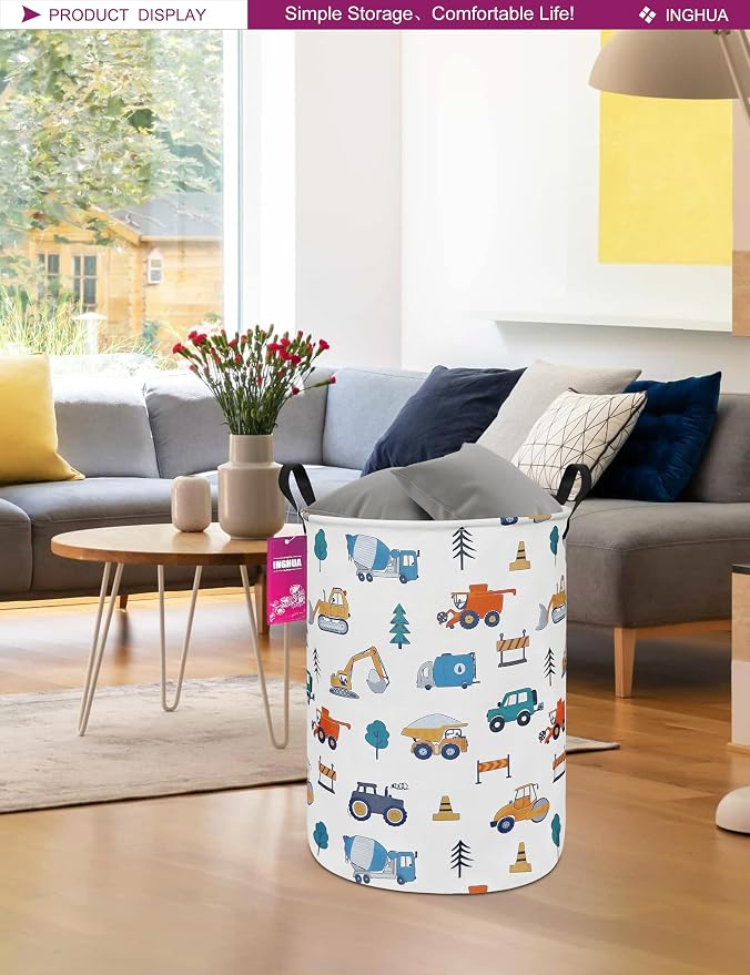 Laundry Hamper Large Canvas Fabric Lightweight Storage Basket/Toy - Image 4