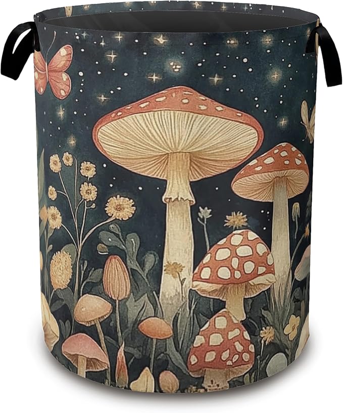 Fantasy Mushroom Laundry Basket, Butterfly Stars Collapsible Laundry Baskets by Unknown