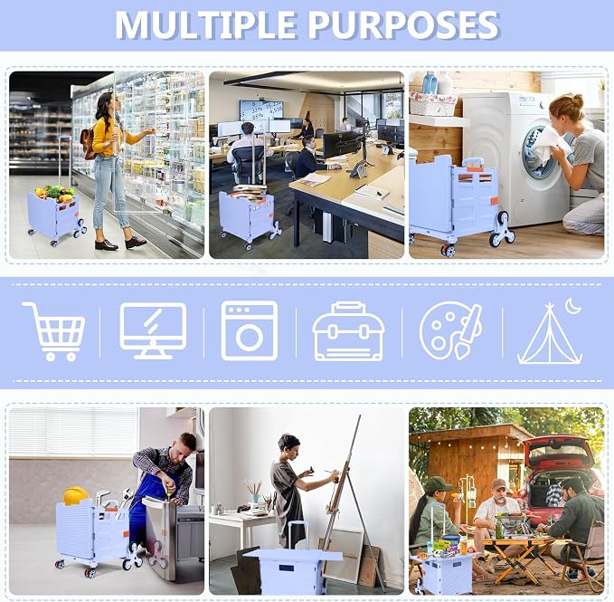 Foldable Utility Cart Folding Portable Rolling Crate - Image 8