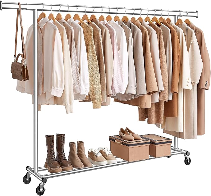SONGMICS Clothes Rack with Wheels, Heavy-Duty Clothing Rack by SONGMICSbySONGMICSHOME
