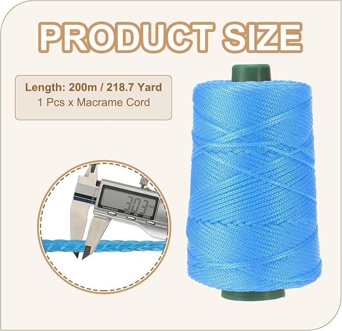 YELARXI Polyester Macrame Cord, 3mm x 219 Yards Polypropylene Macrame Cords - Image 2
