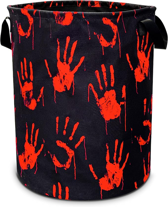 Blood Spatter Hand Print Laundry Basket Blood Drop Pattern Foldable Oxford by NUTAINLA