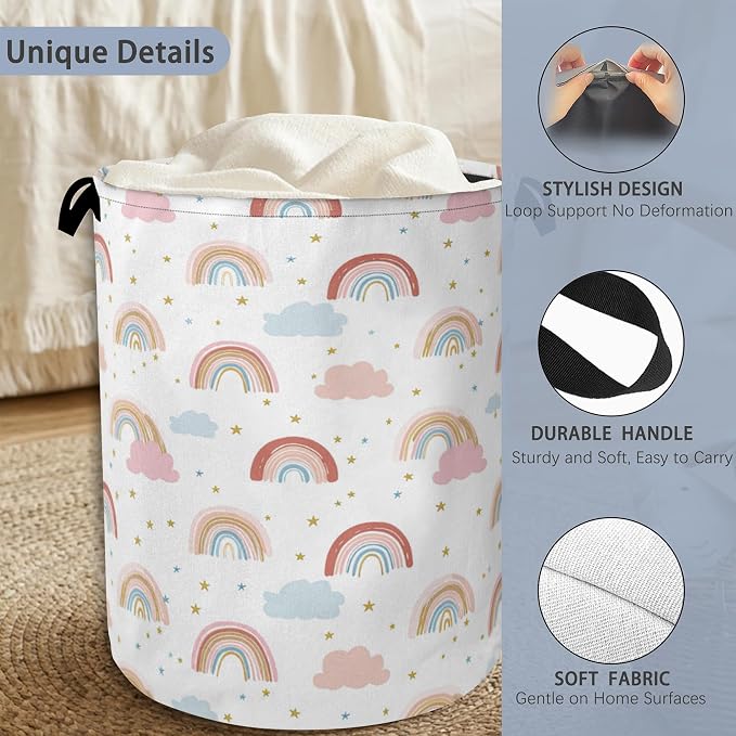 Rainbow Laundry Hamper, Stars Dirty Clothes Laundry Basket - Image 3