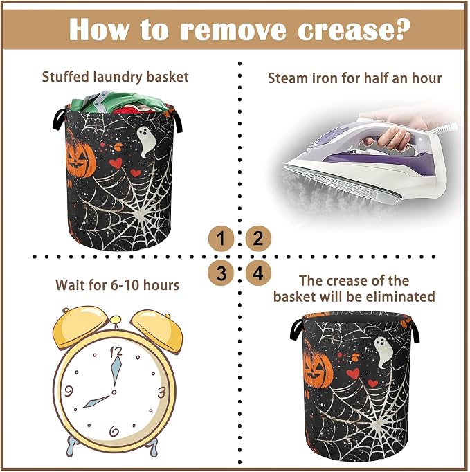 Halloween Laundry Basket Pumpkin Collapsible Hamper - Image 6