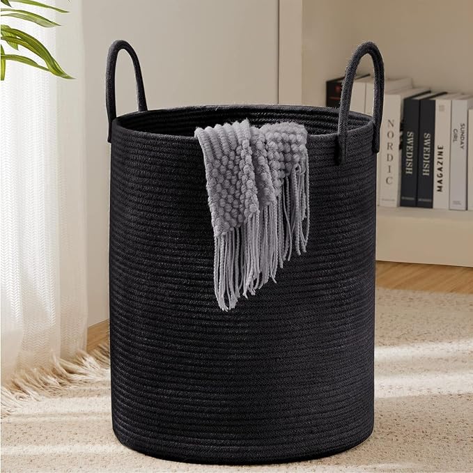Large Natural Cotton Rope Laundry Hamper Basket by Unknown