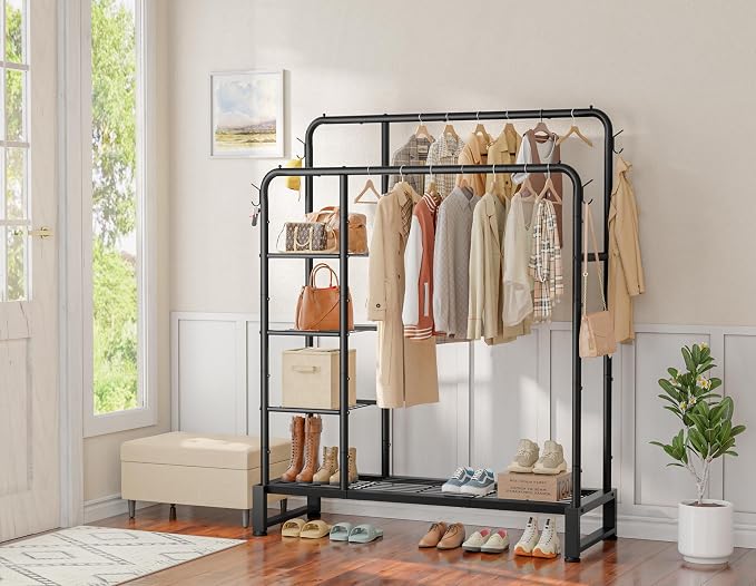 Double Rods Clothes Rack Clothing Rack - Image 7