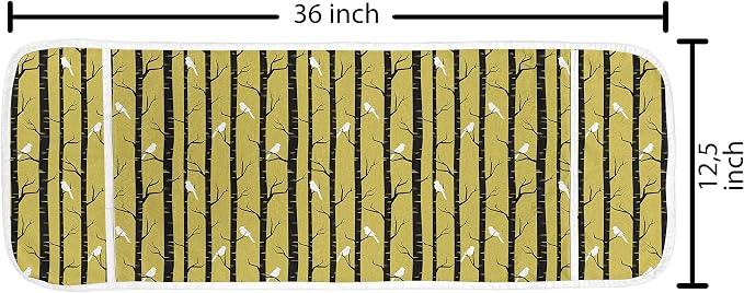 Lunarable Yellow Microwave Oven Cover, Modern Artdeco Style Design Forest - Image 2
