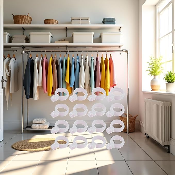 50 Pcs White Plastic Windproof Hanger Hooks Clothes Hanger Buckle Clip Laundry - Image 2