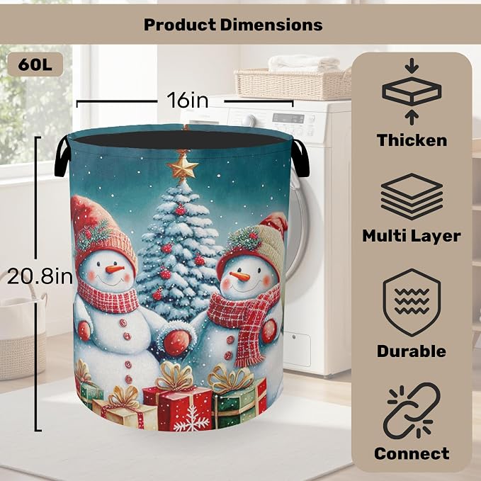 Cute Winter Snowman Laundry Basket - Image 2