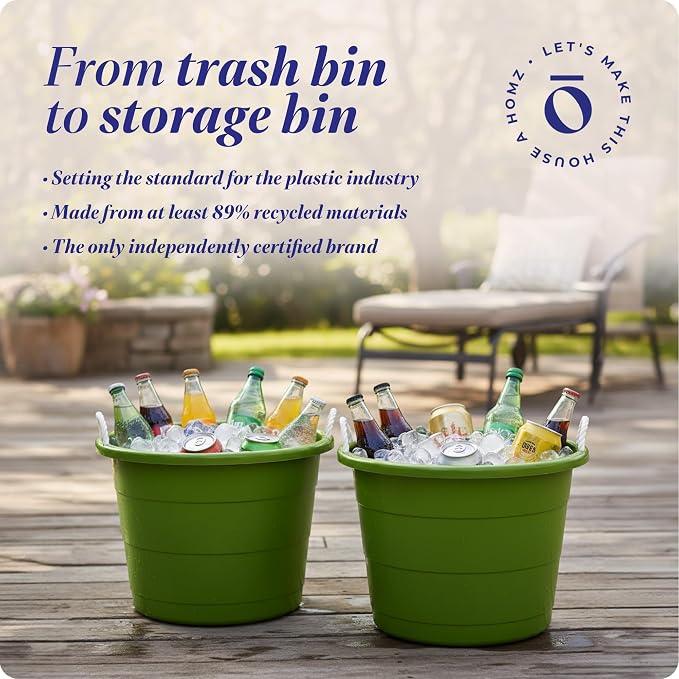 HOMZ 2-Pack Utility Tub, Large Plastic Storage Bucket - Image 9