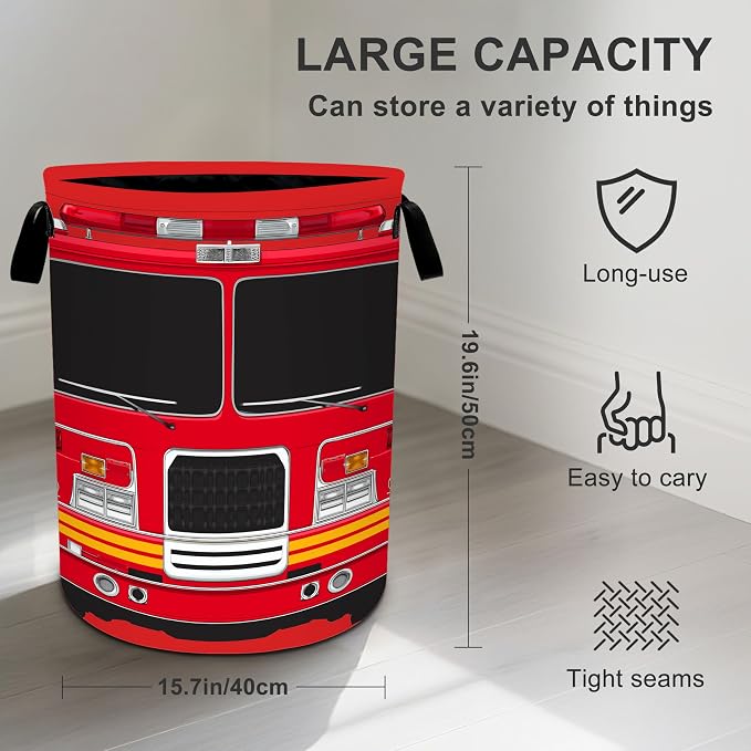Fire Truck Laundry Basket Storage Bin Foldable Laundry Hamper Clothes Storage - Image 4