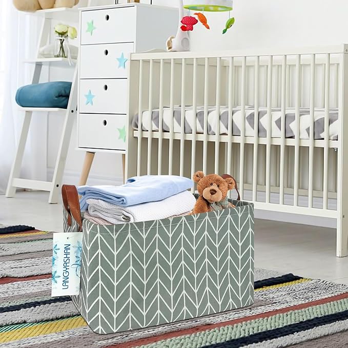 LANGYASHAN Rectangular Storage Bin Collapse Canvas Fabric Cartoon Storage Basket - Image 6
