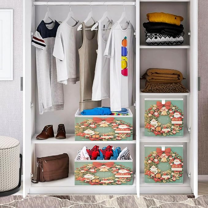 senya Large Storage Bins Wreath Two Collapsible Foldable Storage Cubes Fabric - Image 7