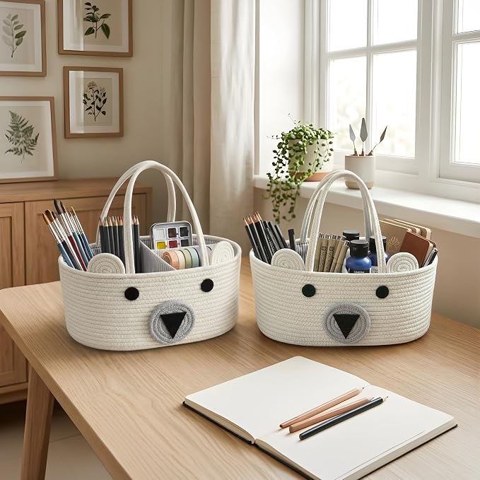 DECOMOMO Teddy Bear Basket, Diaper Caddy Basket, Baby Baskets - Image 7
