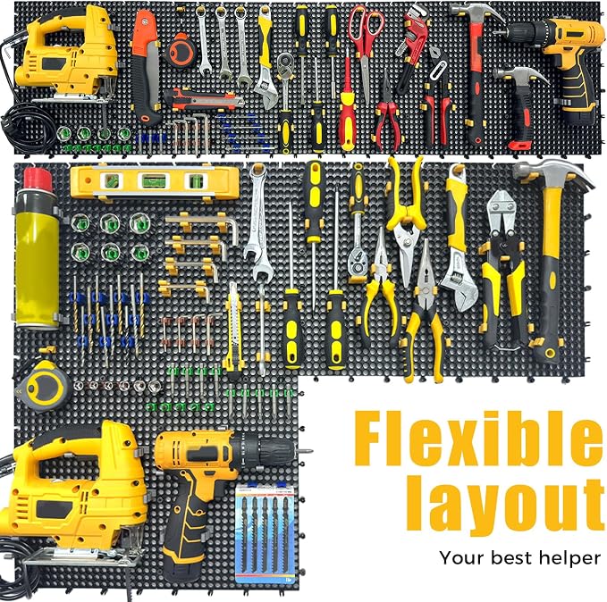 6 Black Plastic Peg Board Set Contains 200 Accessories, High Load-Bearing - Image 5