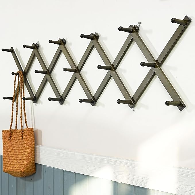 WEBI Accordion Wall Hanger, Expandable Wooden Hat Rack - Image 5
