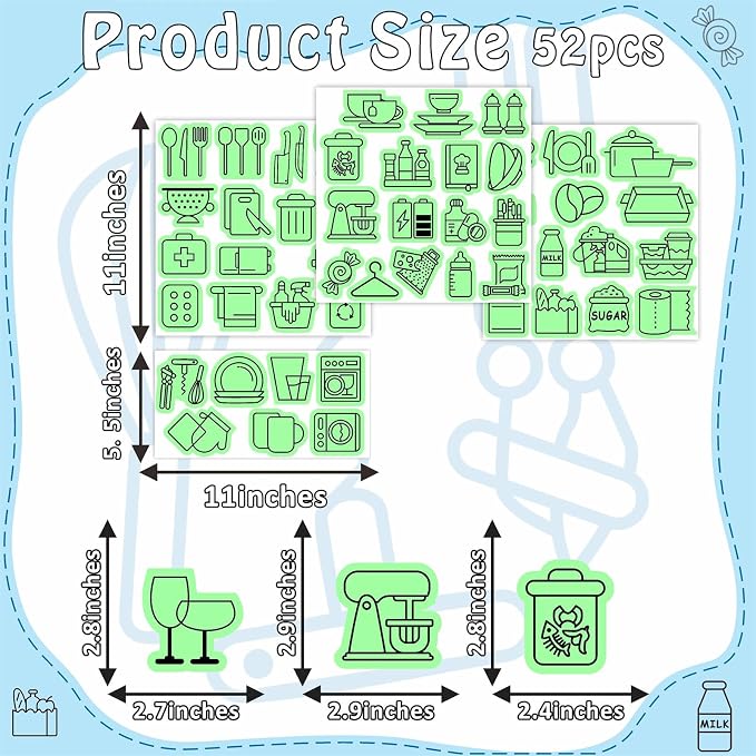 52 PCS Kitchen Labels Kitchen Cabinet Glow in The Dark Decals Kitchens Closet - Image 4