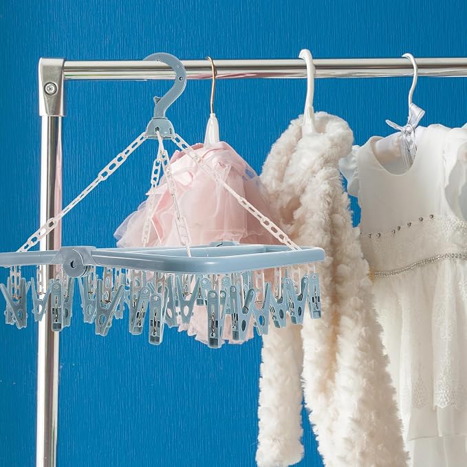 ARTIBETTER 32-Clips Plastic Clothes Drying Rack Hanger Set, Windproof Sock Clip - Image 5