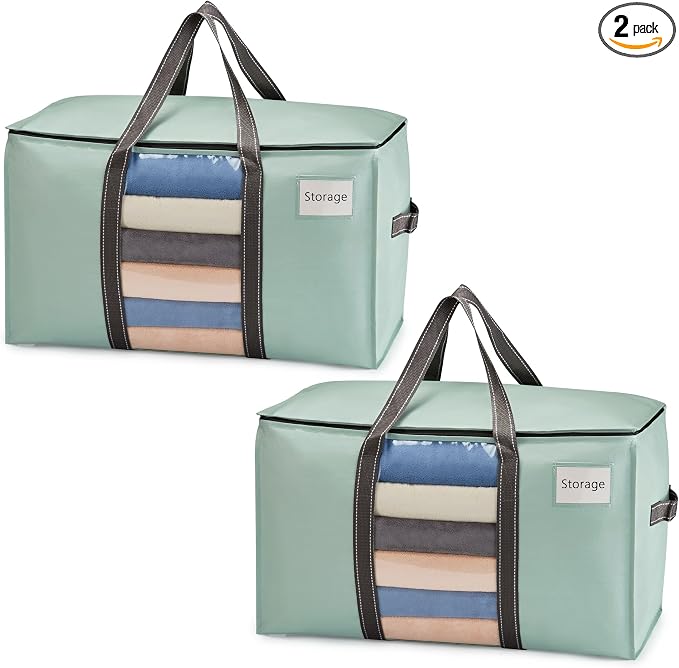 VENO 2 Pack Moving Bags with Clear Window, Heavy Duty Storage Bins with Lid by Veno