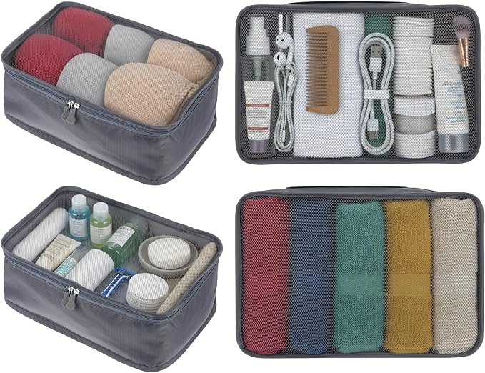 6 Pcs Packing Cubes, Mesh Travel Organizers, Foldable Laundry Bags, Water - Image 8