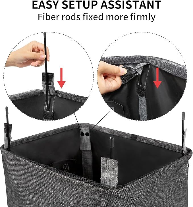 WOWLIVE Large Rolling Laundry Basket Wheels 90L Collapsible Tall Laundry Hamper - Image 5