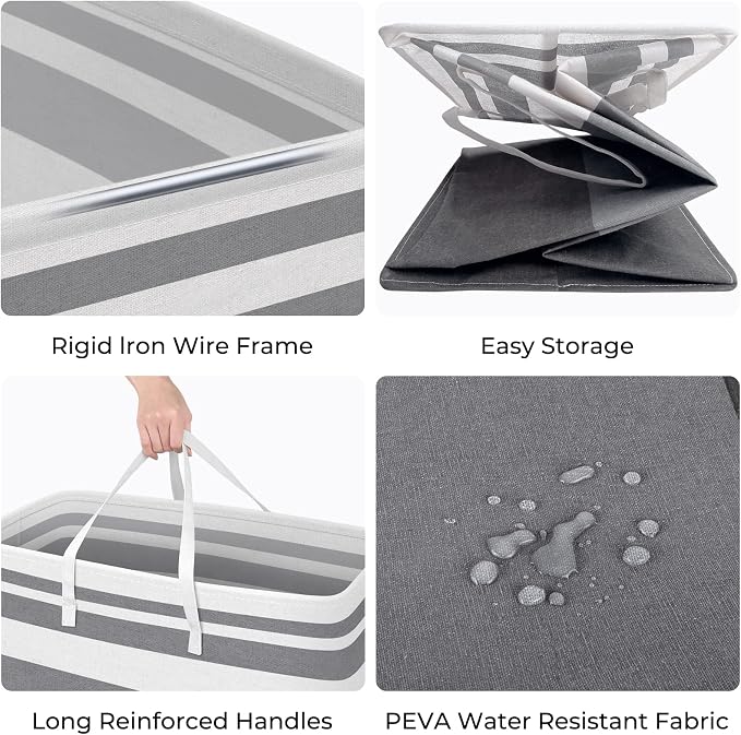 HomeHacks 3-Pack Large Laundry Basket, Waterproof, Freestanding Laundry Hamper - Image 2