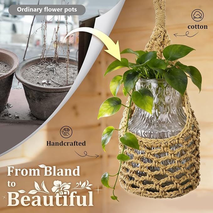 Macrame Wall Plant Hanger, Hanging Planter Basket Holder, Wall Planters - Image 4