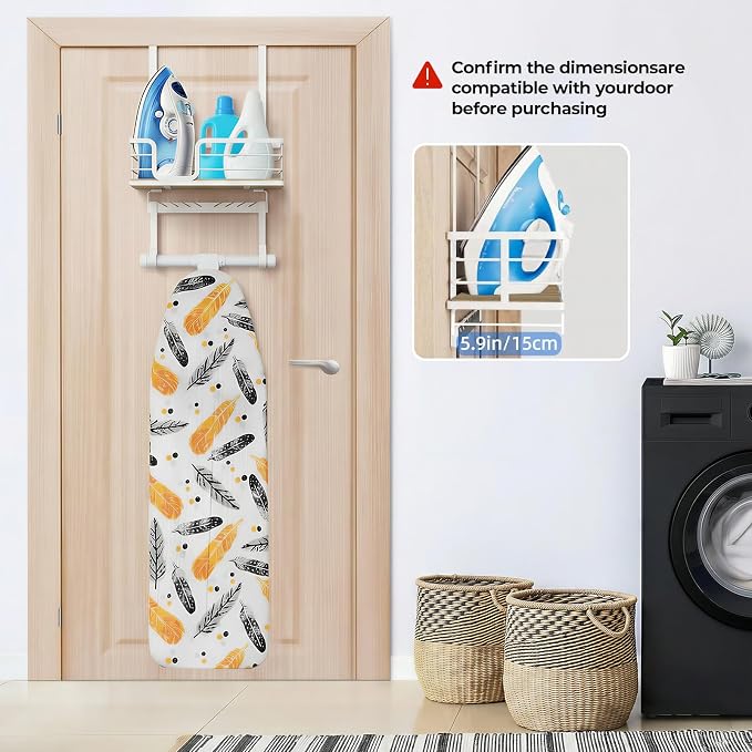 TJ.MOREE Over The Door/Wall Mount Ironing Board Hanger, Laundry Room Iron and - Image 3