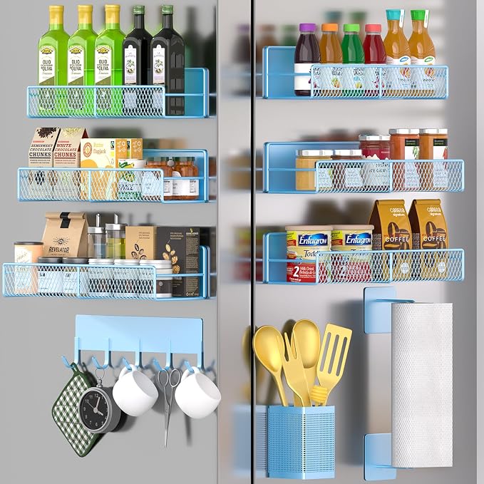 Magnetic Spice Rack for Refrigerator, 10 Pack Metal Magnetic Shelf, Moveable by DTUQYX
