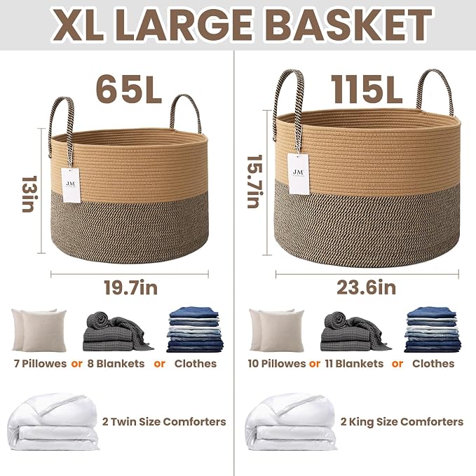 65L Extra Large Blanket Basket for Living Room - Image 3