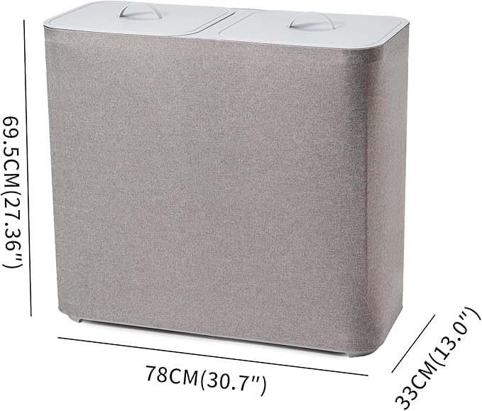 150L laundry hamper with lid, Large-sized Laundry Baskets, Portable 2 Dividers - Image 2