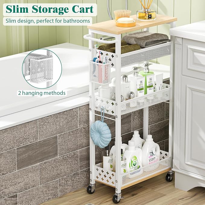 Slim Storage Cart 4 Tier Laundry Cart - Image 2