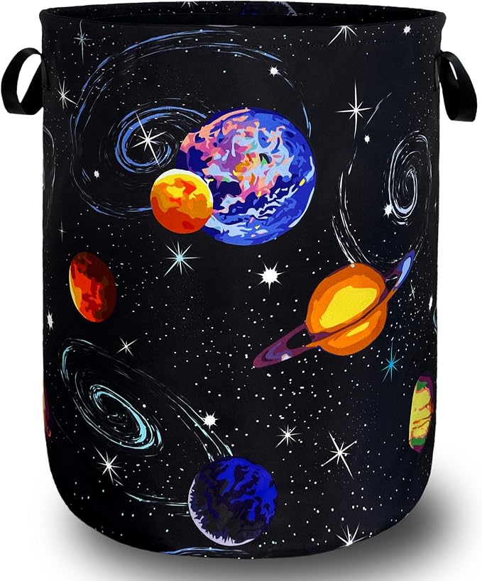 Colorful Starry Sky Planets Laundry Basket Galaxy Funny Laundry Hamper Foldable by SELIONLIKN