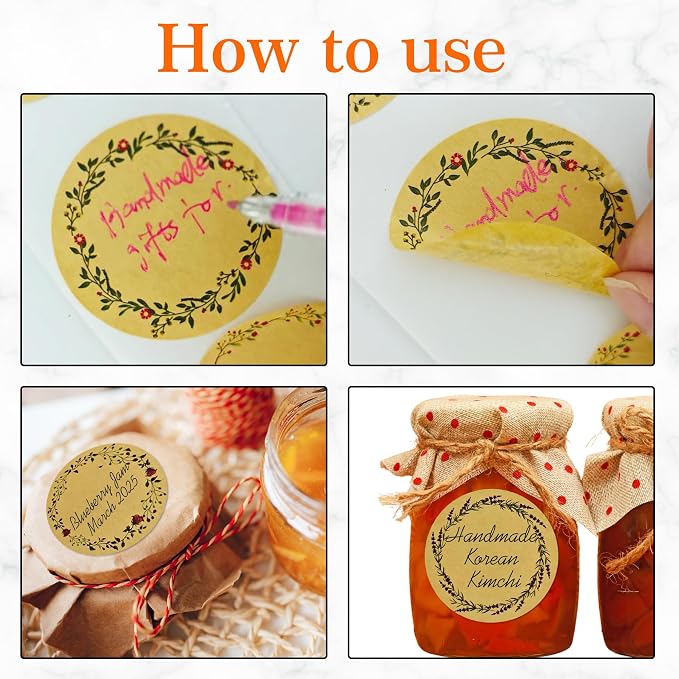500Pcs 2 Inch Canning Jar Labels, Blank Kraft Stickers - Image 3