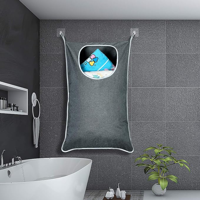 XL Hanging Laundry Hamper, Over the Door Laundry Hamper and Baskets, Wide - Image 2