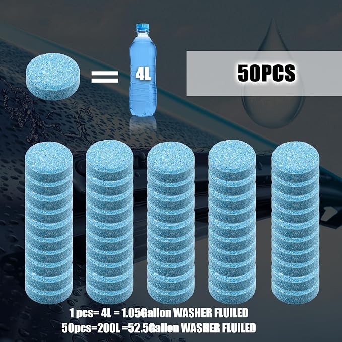 50 Pcs Solid Windshied Wipe Slice, Windshield Washer Concentrate Tablets - Image 2
