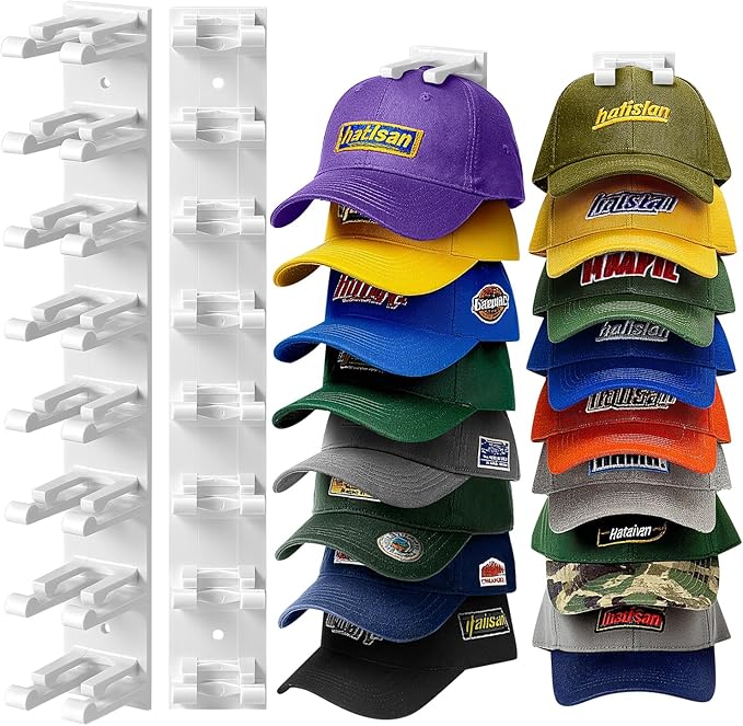 Hat Organizer for Baseball Caps Wall, 2 Pack Hat Holder for Closet Door Hold up by Hatisan