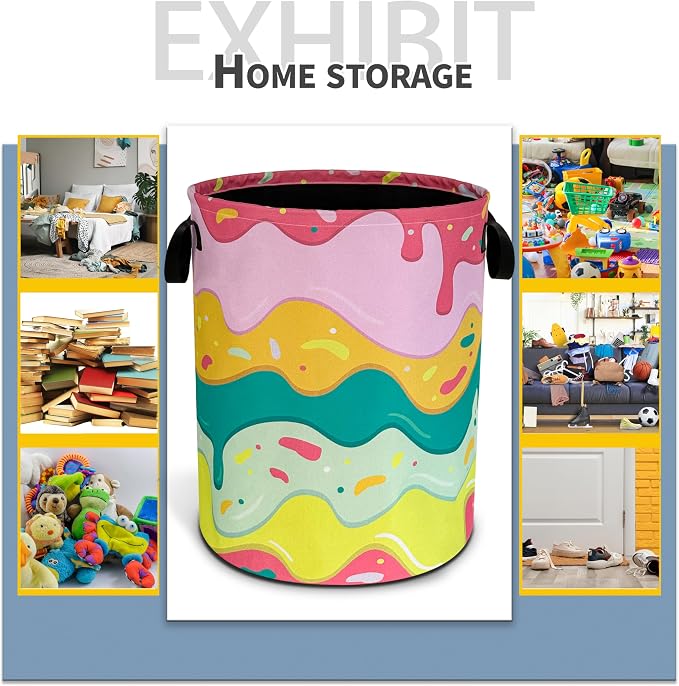 Ice Cream Laundry Basket Desserts Cartoon Pattern Foldable Oxford Cloth Funny - Image 5