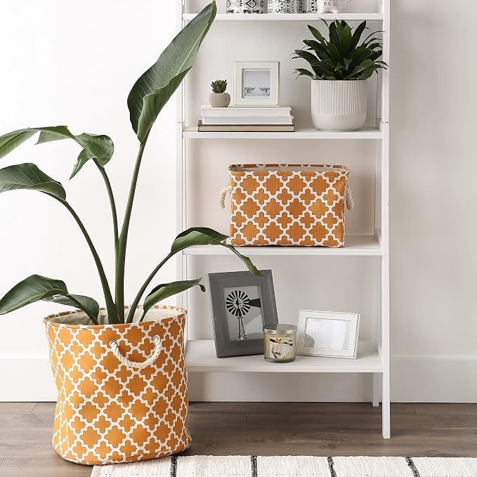DII Polyester Container with Handles, Lattice Storage Bin, Pumpkin Spice - Image 6