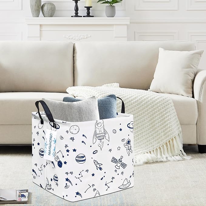 LANGYASHAN Square Storage Baskets Waterproof Canvas Children Laundry Nursery - Image 7