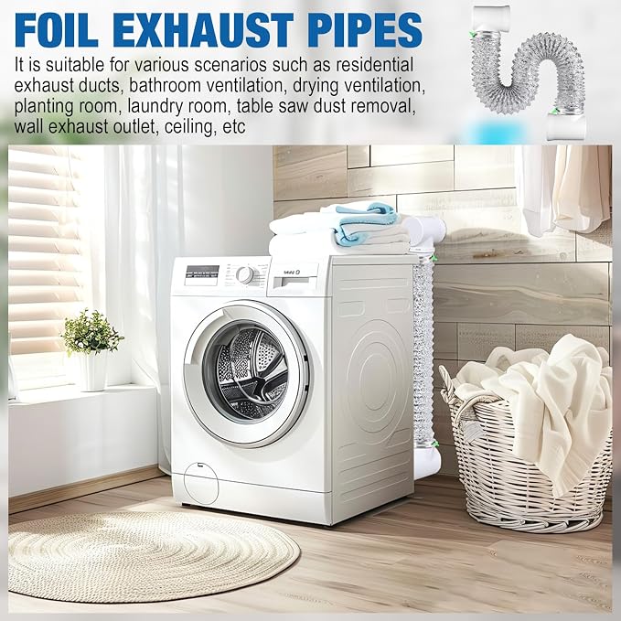 4 Inch Silver Dryer Vent Hose for Tight Space Includes 2 90-degree Dryer Vent - Image 7