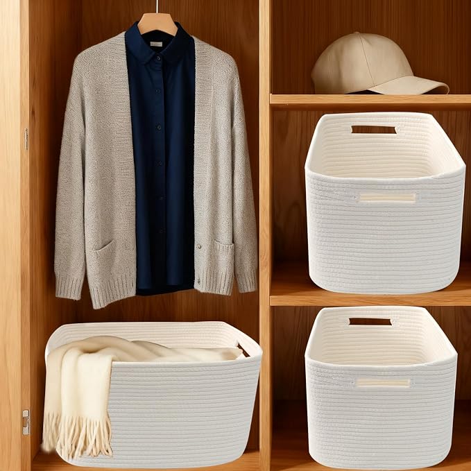 3 Pack Woven Storage Baskets for Shelves, 13.5"×11"×9.5"Organizing Bins - Image 8