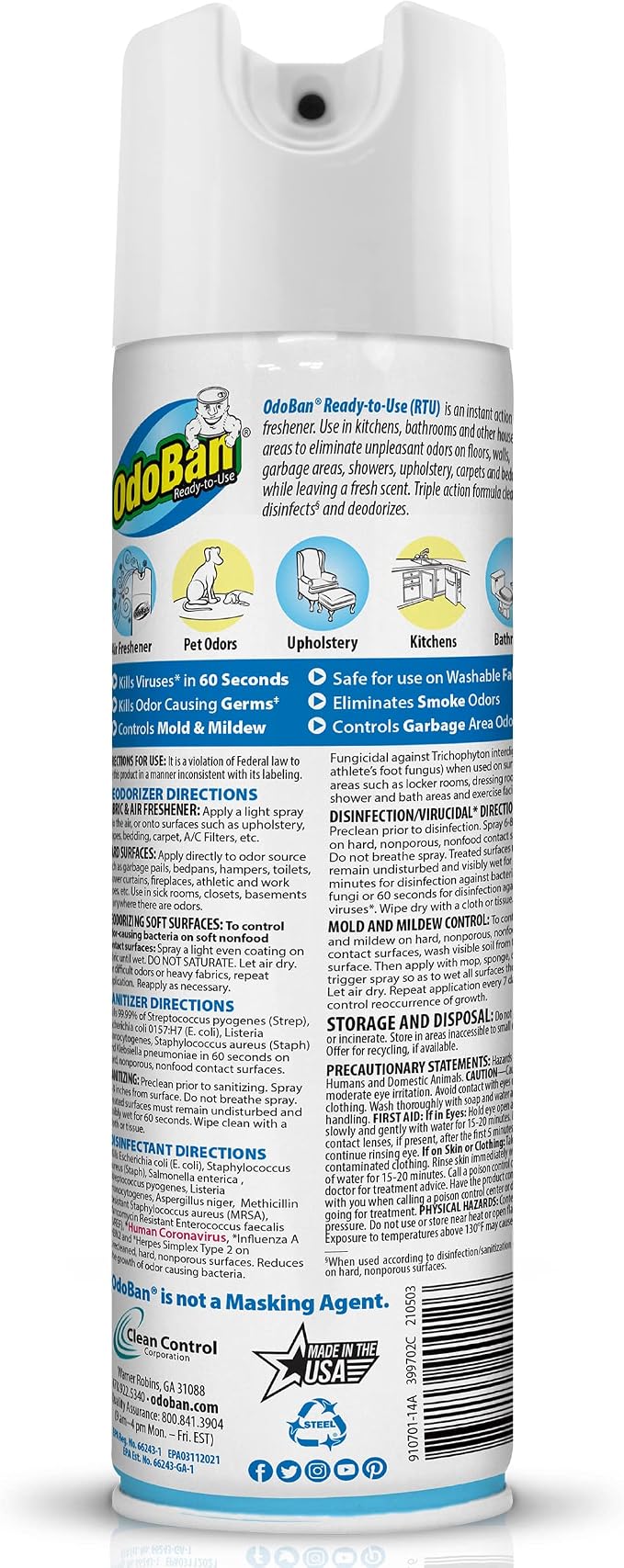 OdoBan Ready-to-Use Disinfectant and Harsh Aroma Eliminator, 14.6 Ounce - Image 2