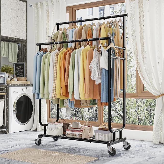 Heavy Duty Clothes Rack, Rolling Clothing Rack - Image 2