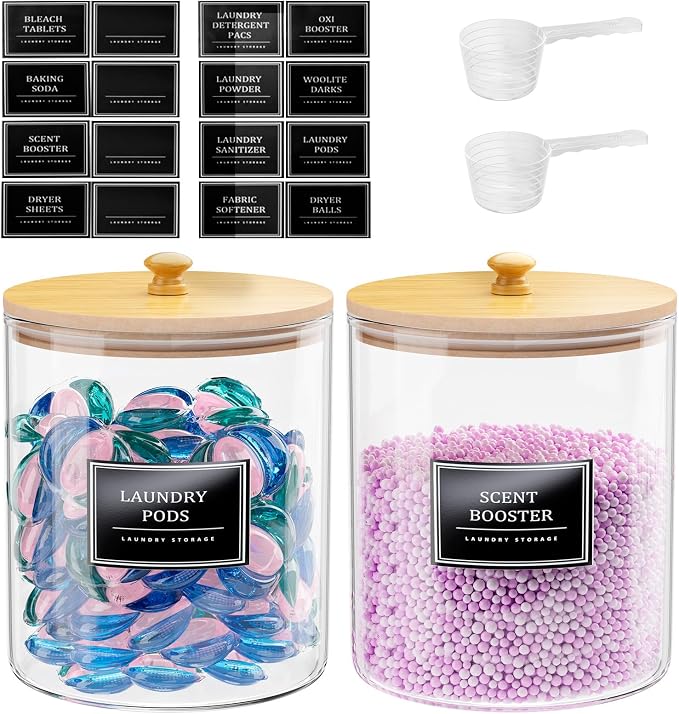 2 Pack Glass Laundry Pods Container, Powder Laundry Detergent Container by Unknown
